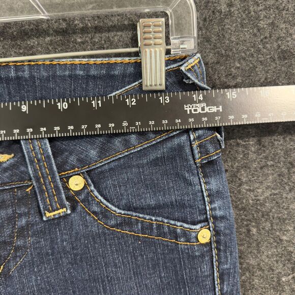 True Religion Joey Jeans Women's 25 Blue Flare Made in USA Distressed Stitching - Picture 5 of 12